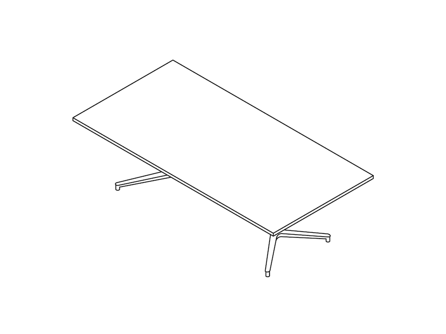 Um desenho de linha - Mesa de reuniões Headway–altura para sentar–retangular–base em Y