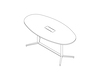 A line drawing - Headway Conference Table–Standing Height–Oval–Y Base