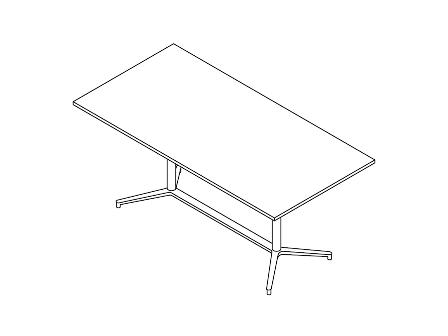 Um desenho de linha - Mesa de reuniões Headway–altura para trabalho em pé–retangular–base em Y