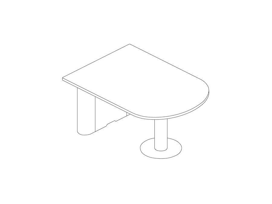 A line drawing - Headway Huddle Table–D Shape