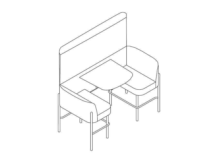 Eine Zeichnung - Hue Booth–Barhöhe–mit Trennwand