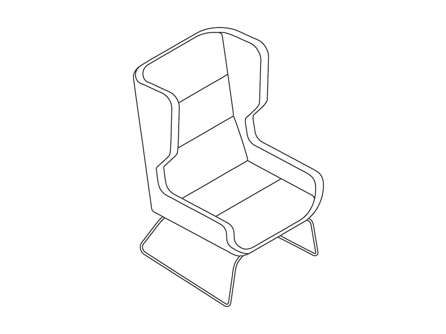 A line drawing - Hush Chair–High Back–Sled Base