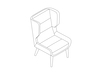 A line drawing - Hush Chair–High Back–Wood Base