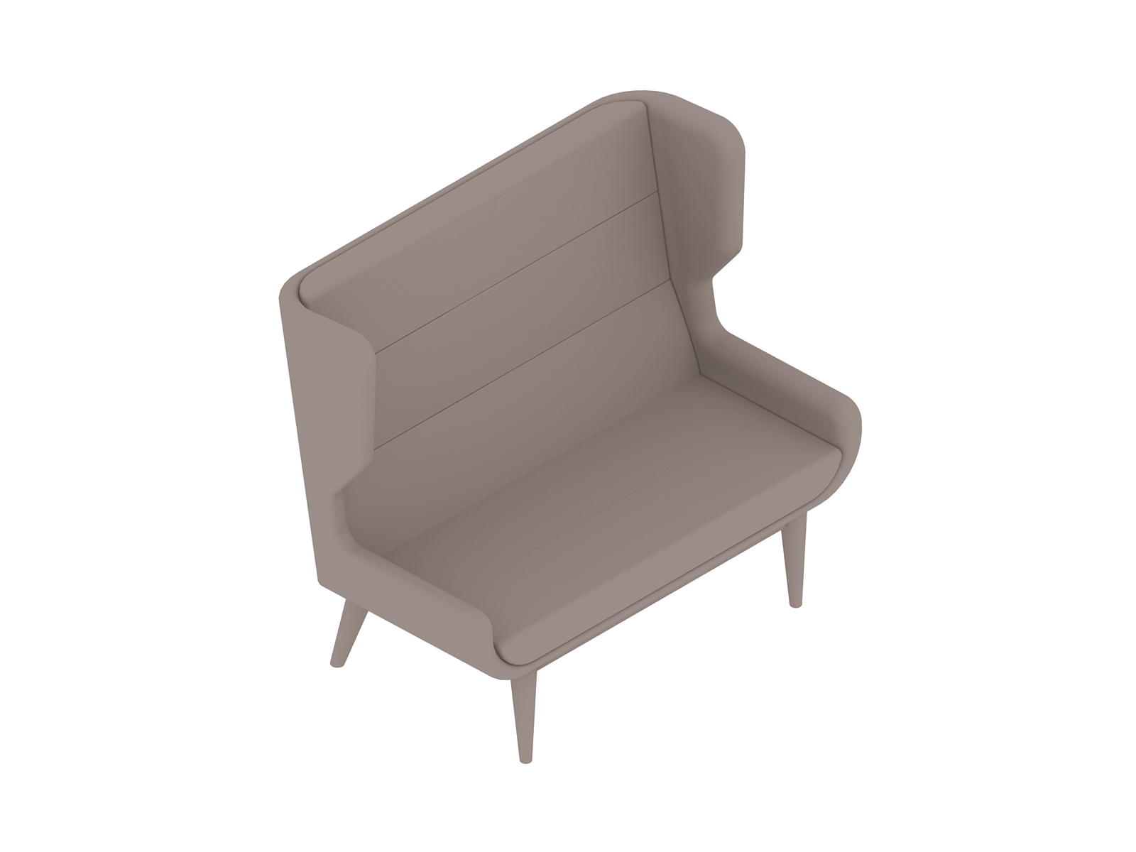 Uma renderização genérica - Sofá Hush–Encosto alto–2 assentos–Base em madeira