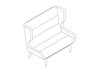 A line drawing - Hush Sofa–High Back–2 Seat–Wood Base