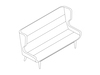 A line drawing - Hush Sofa–High Back–3 Seat–Wood Base