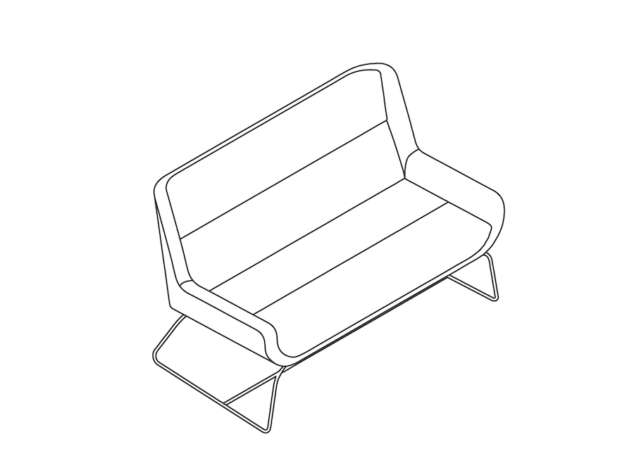 A line drawing - Hush Sofa–Low Back–2 Seat–Sled Base