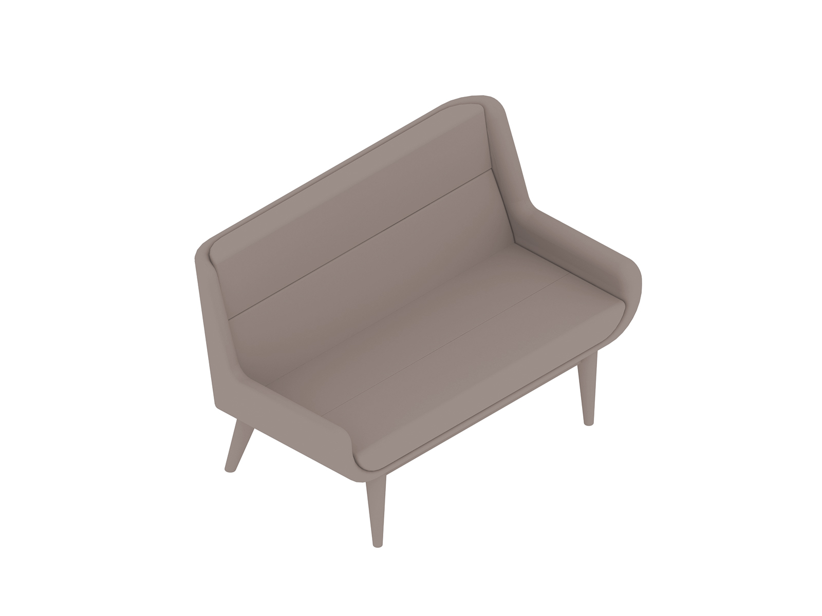 Uma renderização genérica - Sofá Hush–Encosto baixo–2 assentos–Base em madeira