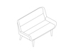 A line drawing - Hush Sofa–Low Back–2 Seat–Wood Base