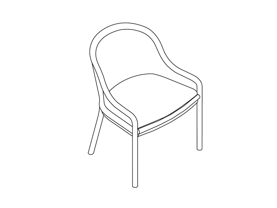 A line drawing - Landmark Chair–Cane–Low Arms