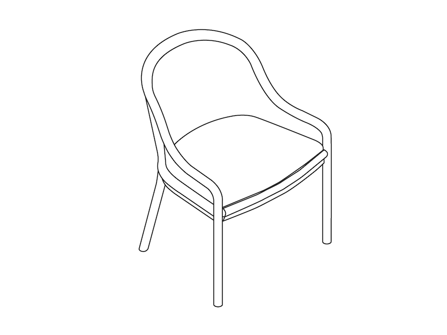 Um desenho de linha - Cadeira Landmark–Estofamento francês–Braços baixos