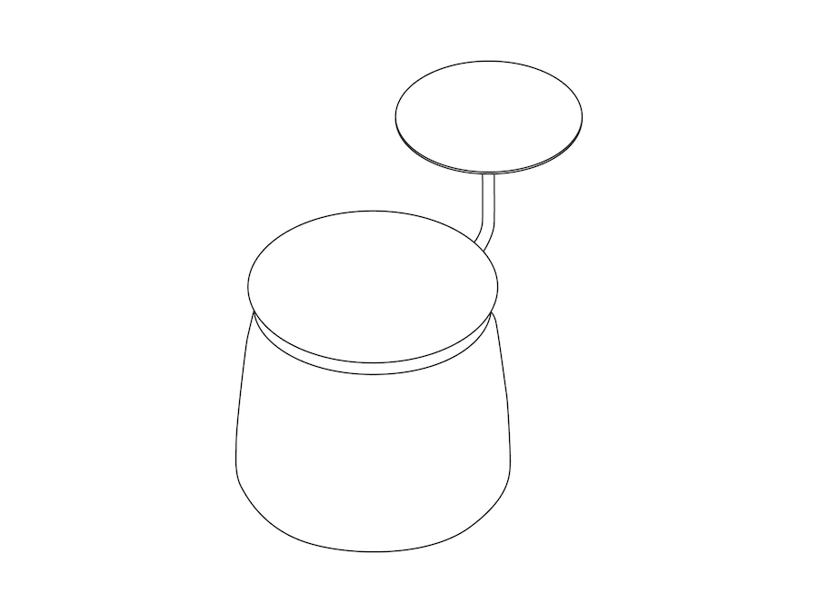 A line drawing - Lasso Stool–1 Seat–With Table