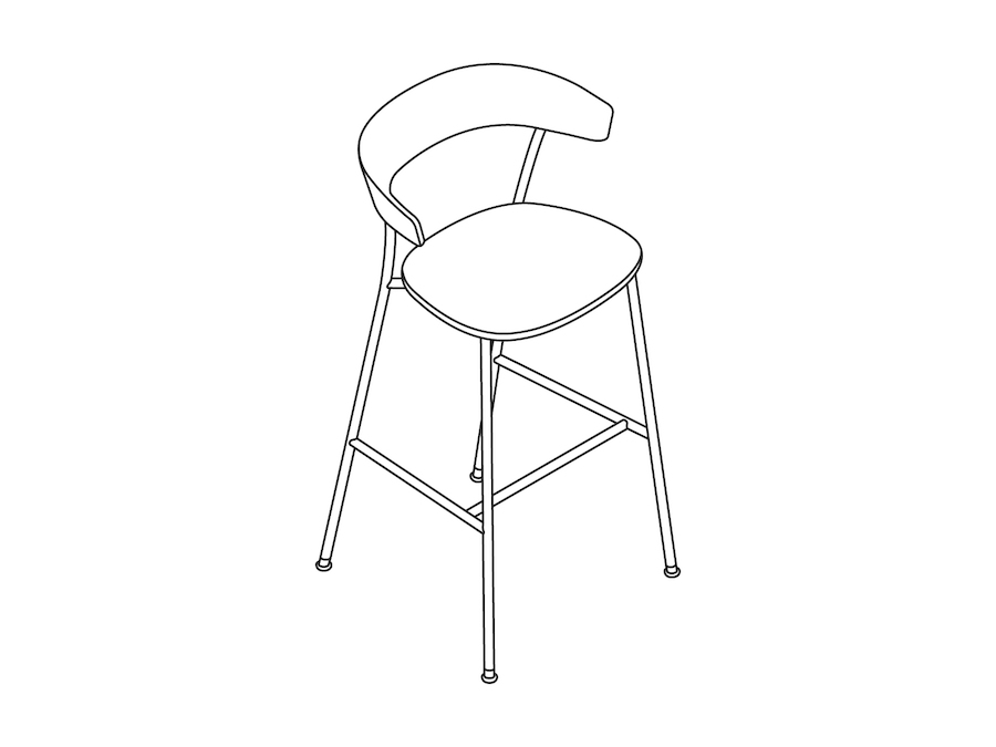Um desenho de linha - Banqueta Leeway–Altura de bar–Assento em poliuretano