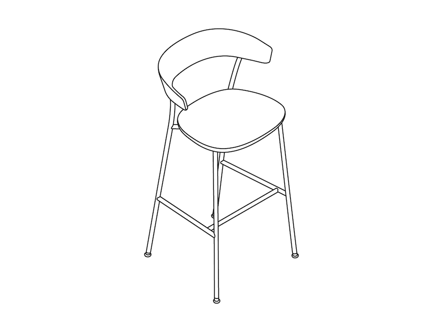 A line drawing - Leeway Stool–Bar Height–Upholstered Seat