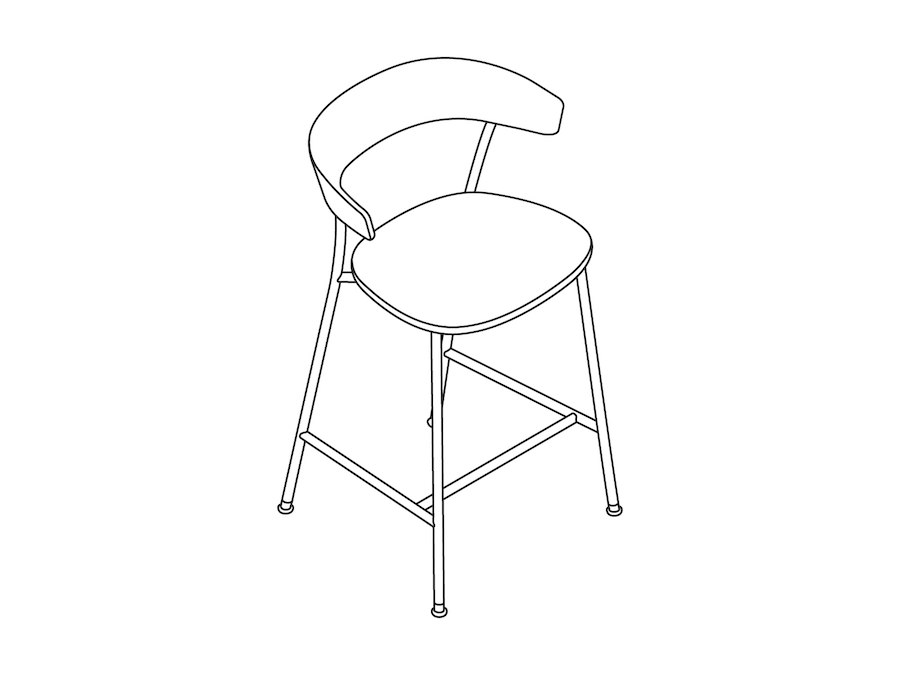 A line drawing - Leeway Stool–Counter Height–Upholstered Seat