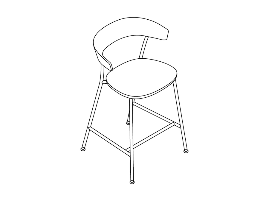 A line drawing - Leeway Stool–Counter Height–Wood Seat