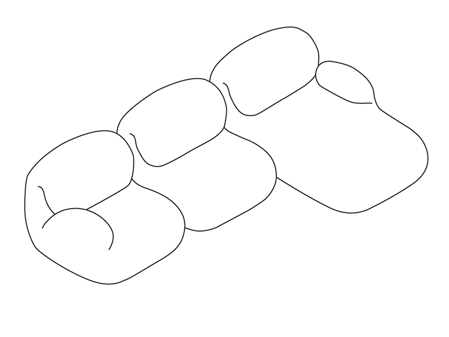 Um desenho de linha - Grupo de sofás modulares Luva — 3 assentos seccionais