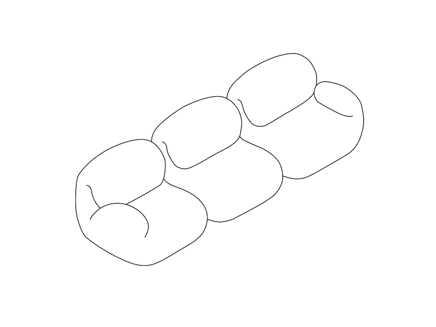 Un dibujo - Conjunto de sofás modulares Luva: sofá de 3 plazas