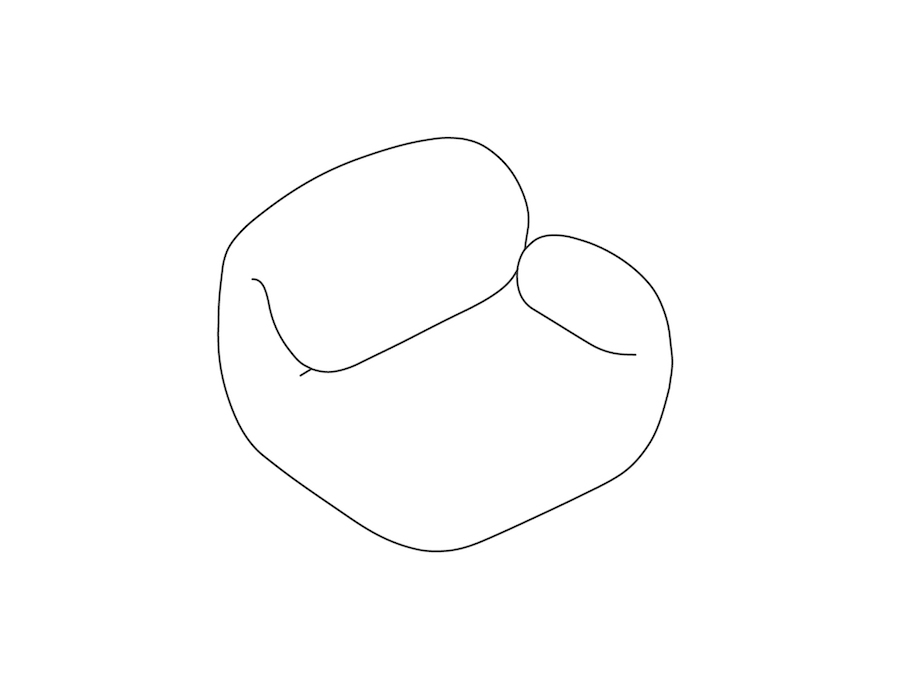 A line drawing - Luva Modular Sofa Group–Single Seat–Left Arm