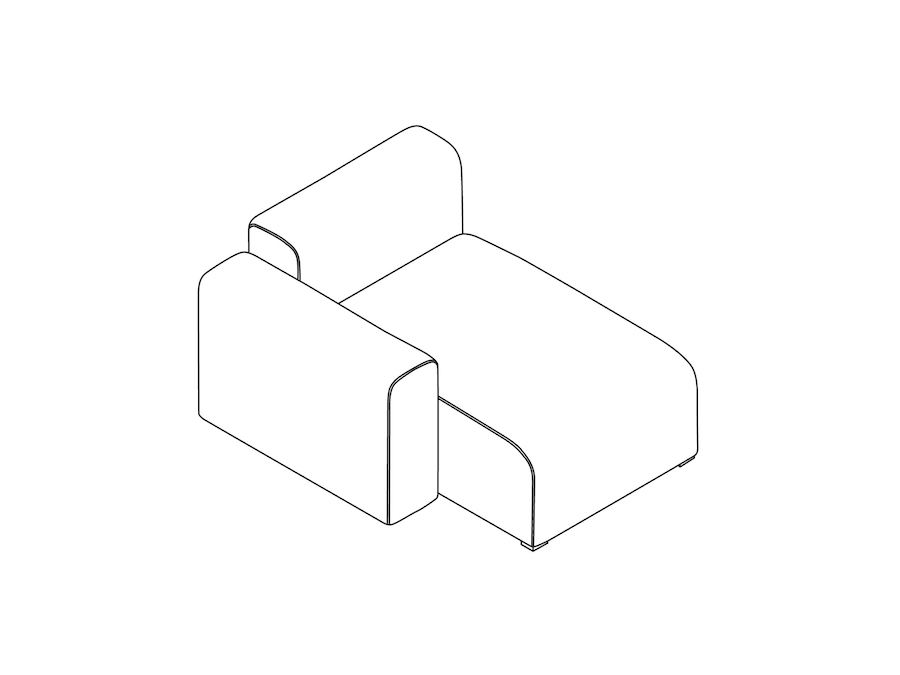 A line drawing - Mags Sectional Sofas–Narrow–Chaise–Left End–Low Arm