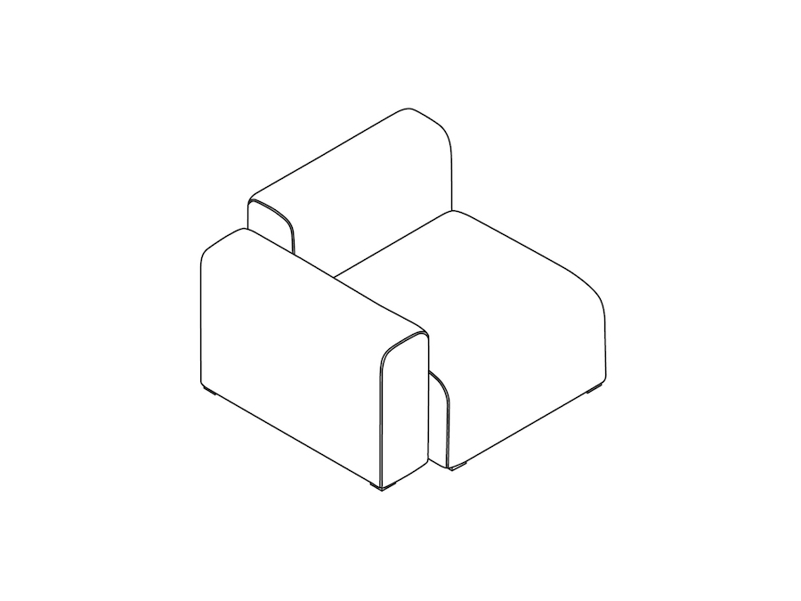 A line drawing - Mags Sectional Sofas–Narrow–Straight Unit–Left End–Low Arm
