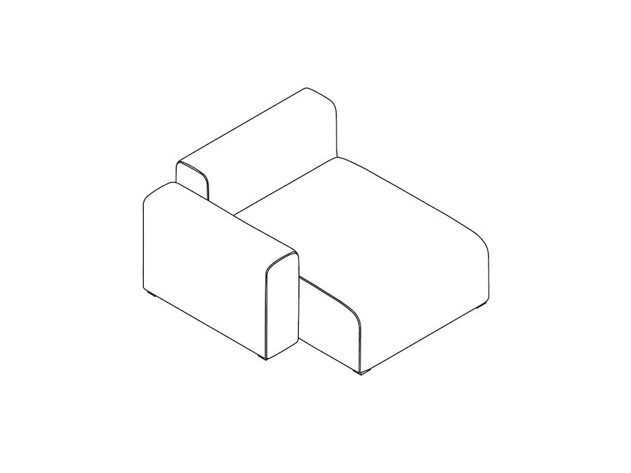 A line drawing - Mags Sectional Sofas–Wide–Chaise–Left End–Low Arm