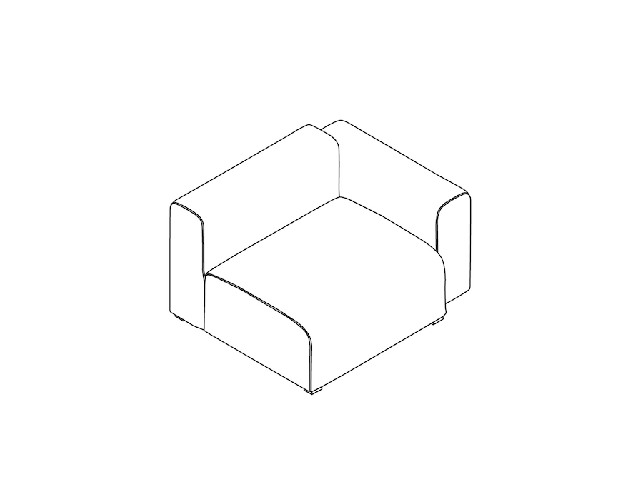 Um desenho de linha - Sofás seccionais Mags – Amplos – Unidade reta – Extremidade direita – Braço baixo