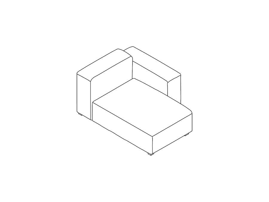 Um desenho de linha - Sofá Mags Soft Modular–Estreito–Chaise –lado direito