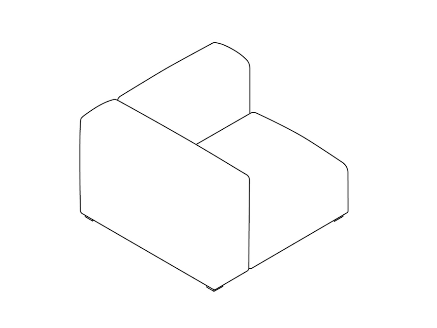 Um desenho de linha - Sofá Mags Soft Modular–Estreito–Unidade reta –lado esquerdo