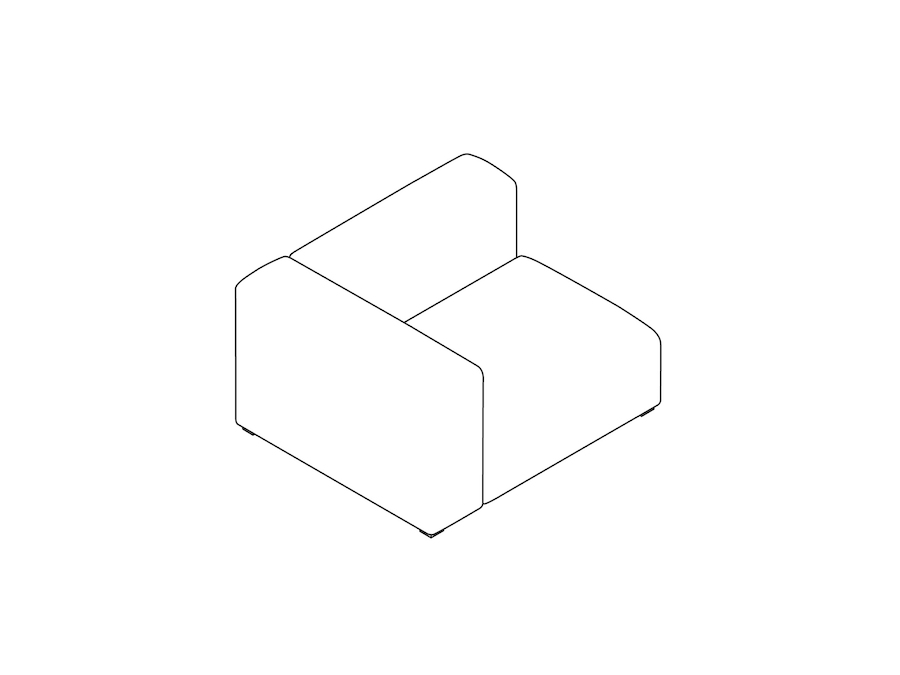 Um desenho de linha - Sofá Mags Soft Modular–Largo–Unidade reta –lado esquerdo