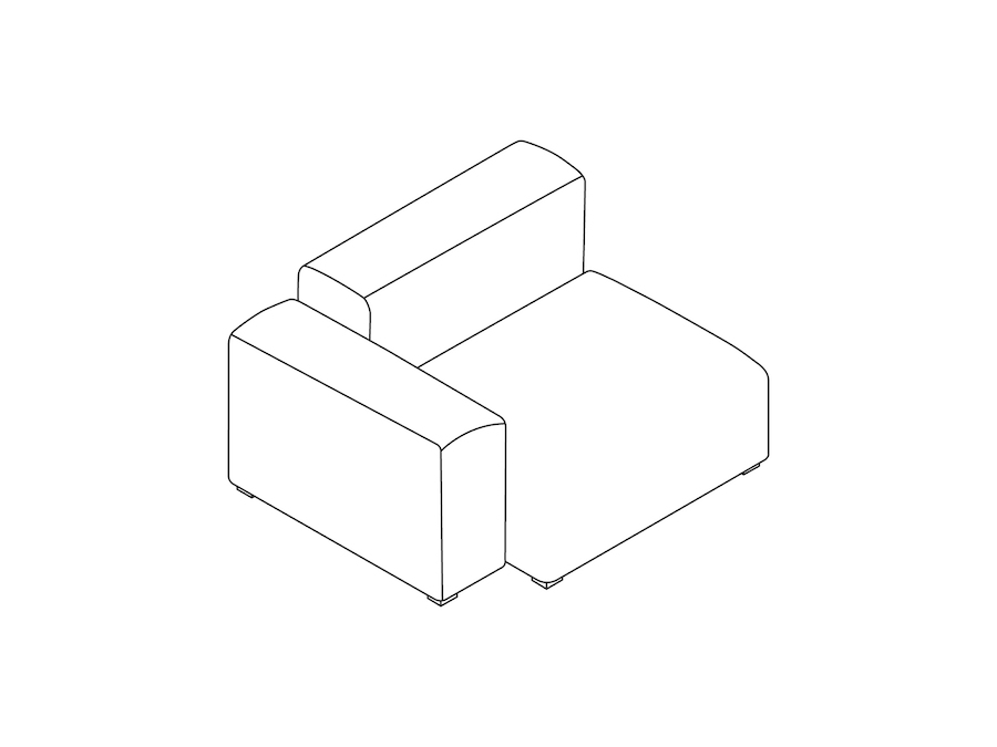 A line drawing - Mags Soft Sectional Sofas–Wide–Straight Unit–Left End–Low Arm