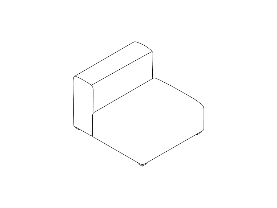 Um desenho de linha - Sofá Mags Soft Modular–Largo–Unidade reta–Meio