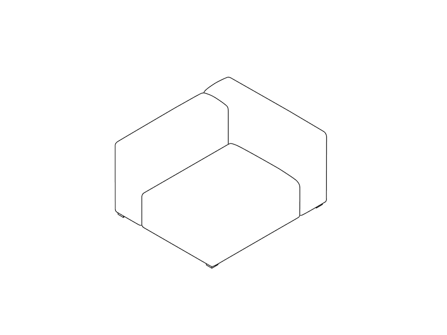 Um desenho de linha - Sofá Mags Soft Modular–Largo–Unidade reta–lado direito