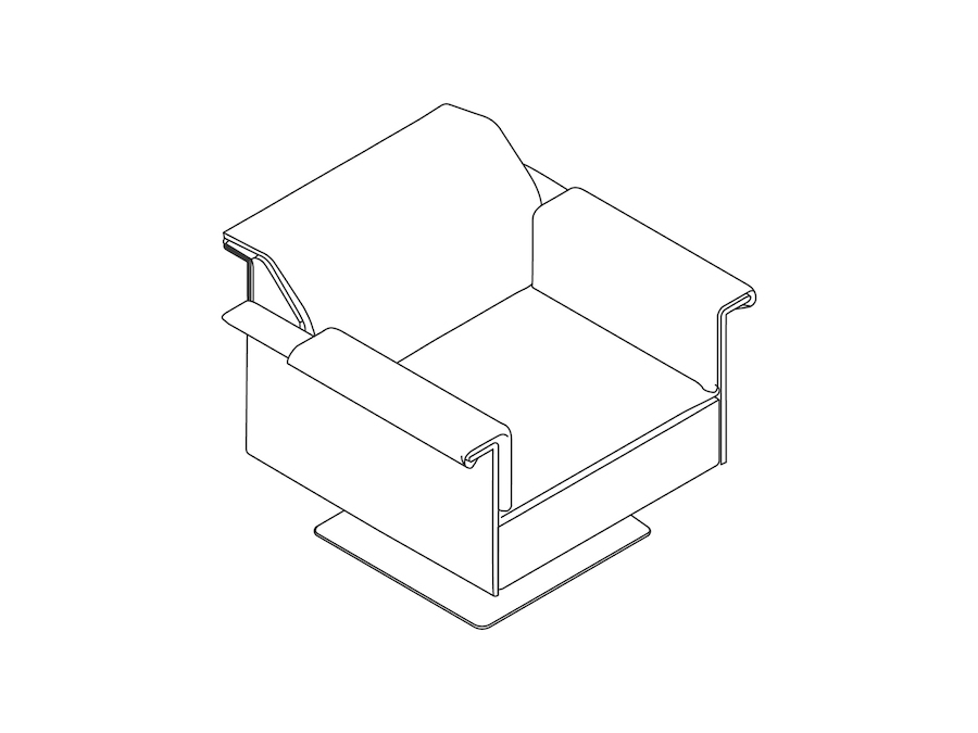 A line drawing - Mantle Club Chair–With Arms–Swivel Base