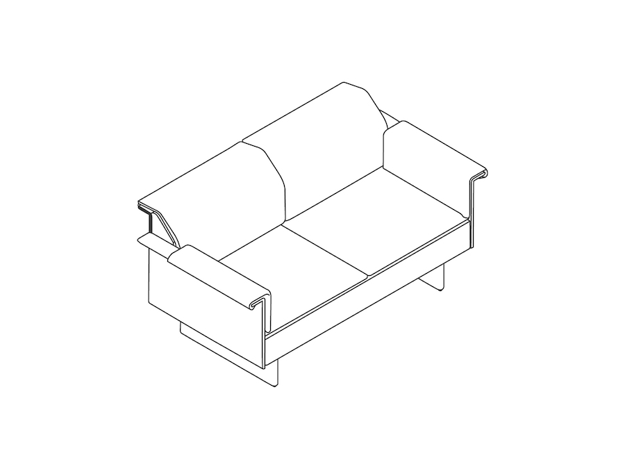 A line drawing - Mantle Settee–With Arms