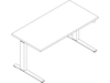 Um desenho de linha - Mesas Sit-to-Stand Motia–Retangular–Pé em C