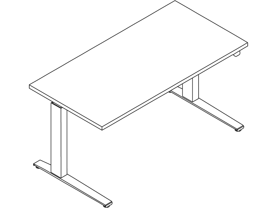 Um desenho de linha - Mesas Sit-to-Stand Motia–Retangular–Pé em C