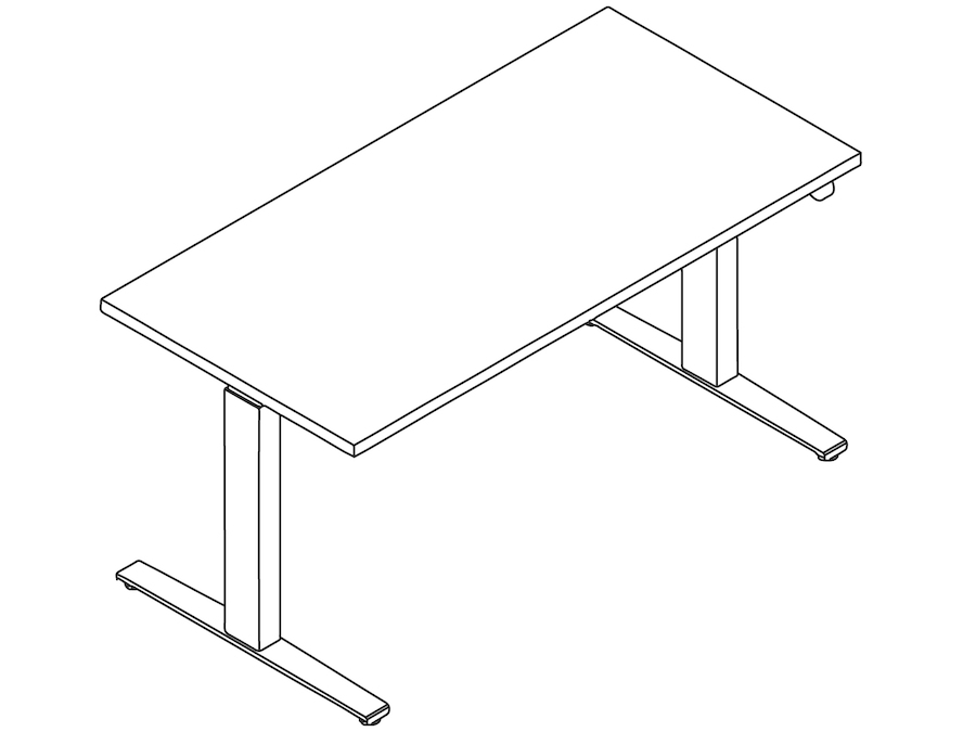 Um desenho de linha - Mesas Sit-to-Stand Motia–Retangular–Pé em T