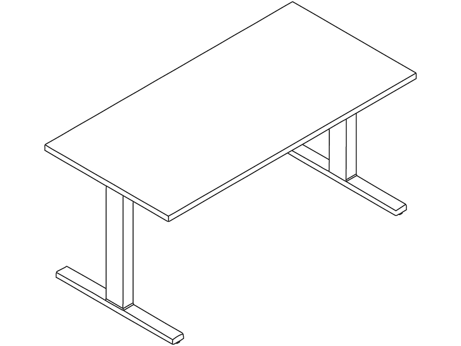 Um desenho de linha - Mesas Sit-to-Stand Motia–Vista Retangular