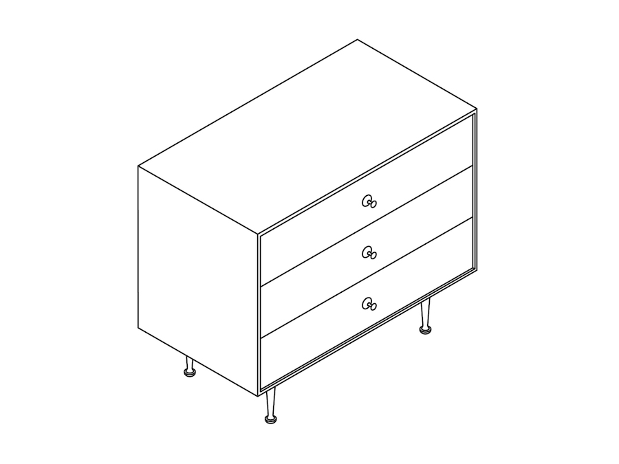 A line drawing - Nelson Thin Edge Chest–3 Drawer