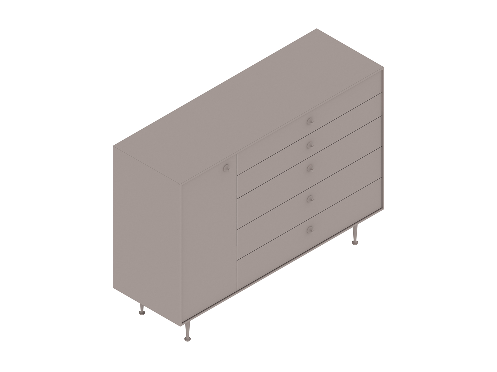 Uma renderização genérica - Cômoda Nelson Thin Edge–5 gavetas–Porta lado esquerdo