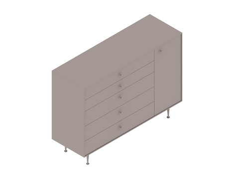 Uma renderização genérica - Cômoda Nelson Thin Edge–5 gavetas–Porta lado direito