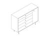 A line drawing - Nelson Thin Edge Chest–5 Drawer–Right Door