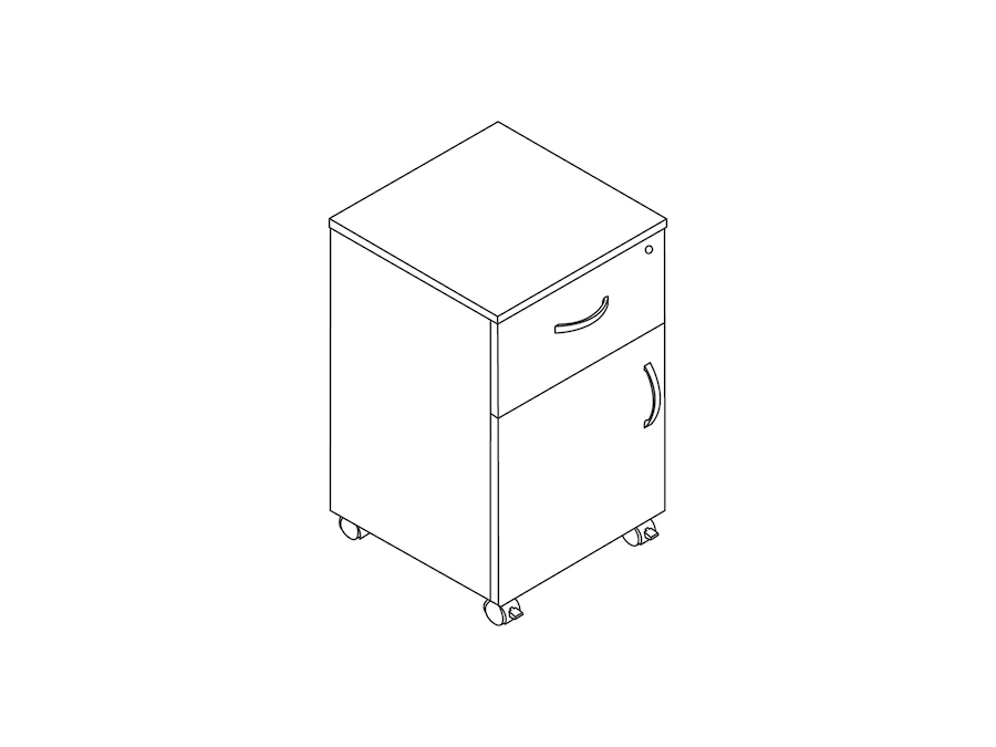 A line drawing - Nemschoff Bedside Cabinet–1 Drawer 1 Door