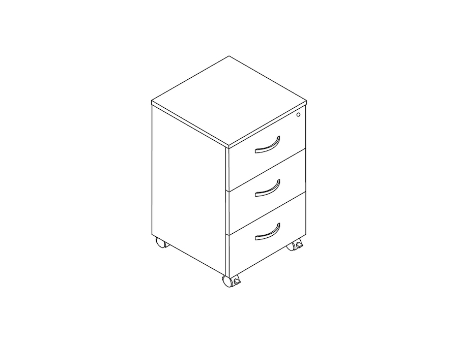 A line drawing - Nemschoff Bedside Cabinet–3 Drawers