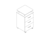 A line drawing - Nemschoff Bedside Cabinet–Raised Top–3 Drawers