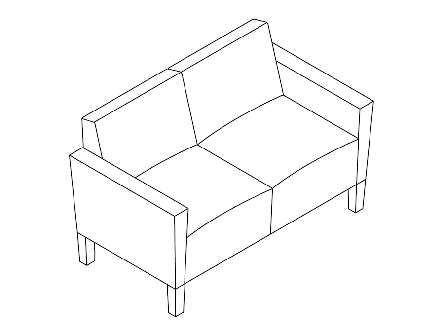 A line drawing - Nemschoff Brava Classic Multiple Seating–2 Seat