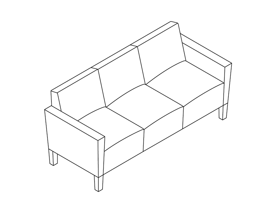 A line drawing - Nemschoff Brava Classic Multiple Seating–3 Seat