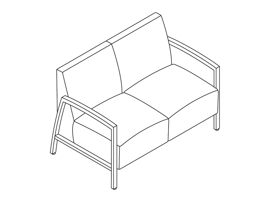 A line drawing - Nemschoff Brava Modern Multiple Seating–2 Seat