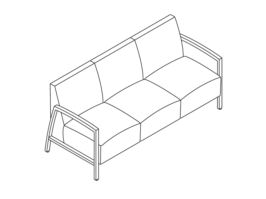 A line drawing - Nemschoff Brava Modern Multiple Seating–3 Seat